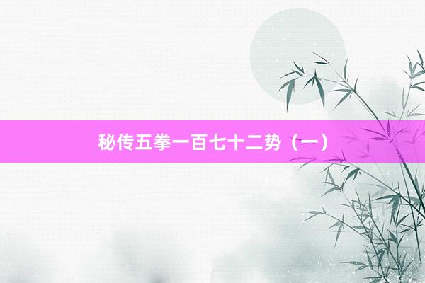 秘传五拳一百七十二势（一）