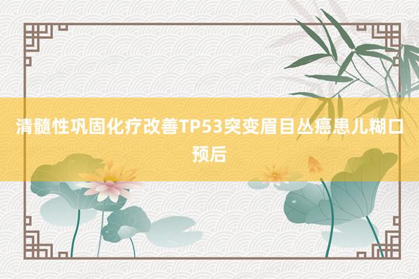 清髓性巩固化疗改善TP53突变眉目丛癌患儿糊口预后