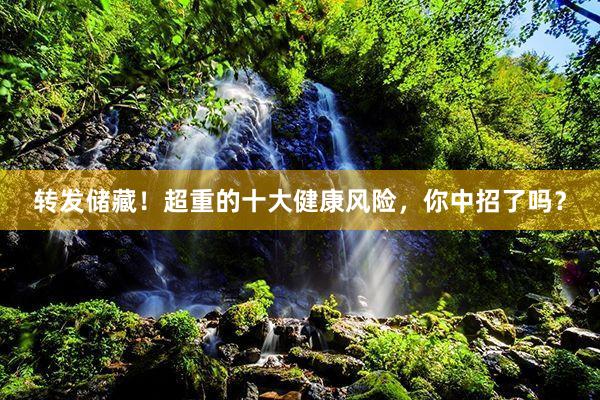转发储藏！超重的十大健康风险，你中招了吗？