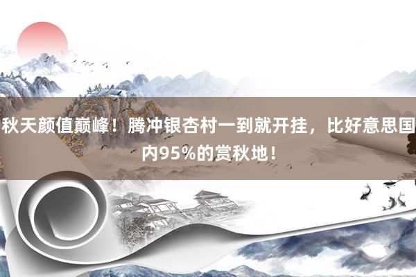 秋天颜值巅峰！腾冲银杏村一到就开挂，比好意思国内95%的赏秋地！