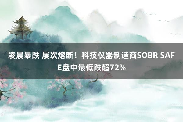 凌晨暴跌 屡次熔断！科技仪器制造商SOBR SAFE盘中最低跌超72%